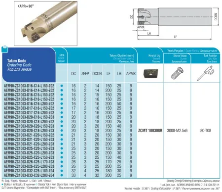 AEM90-ZC1003-D21-C20-L200-Z03 концевая фреза AKKO - фото 2