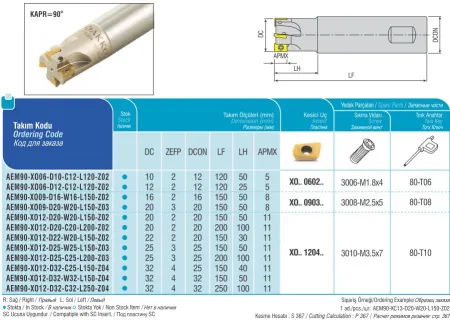 AEM90-XO06-D12-C12-L120-Z02 концевая фреза AKKO - фото 2