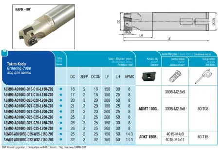 AEM90-AD1003-D26-C25-L150-Z03 концевая фреза AKKO - фото 2