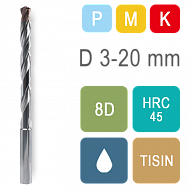 Сверла твердосплавные 8D с подачей СОЖ