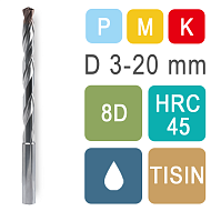 Сверла твердосплавные DRC8D с подачей СОЖ